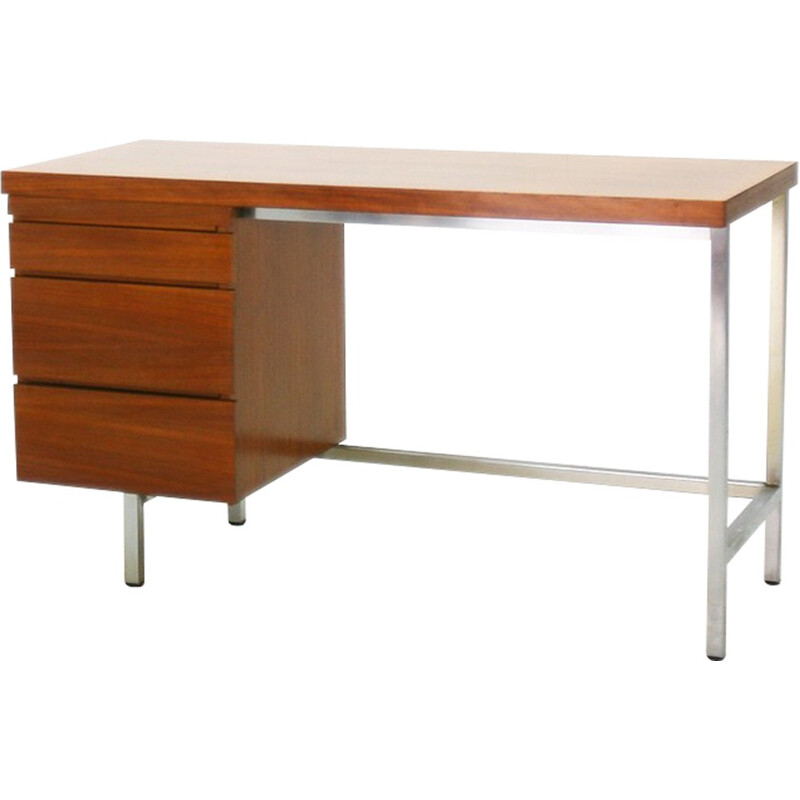 Small "MCM" desk in walnut with drawers - 1960s