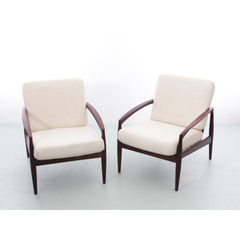 Pair of Scandinavian vintage rosewood armchairs PaperKnive model by Kai Kristiansen, Denmark