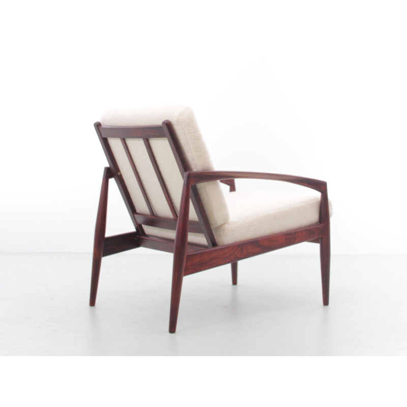 Pair of Scandinavian vintage rosewood armchairs PaperKnive model by Kai Kristiansen, Denmark