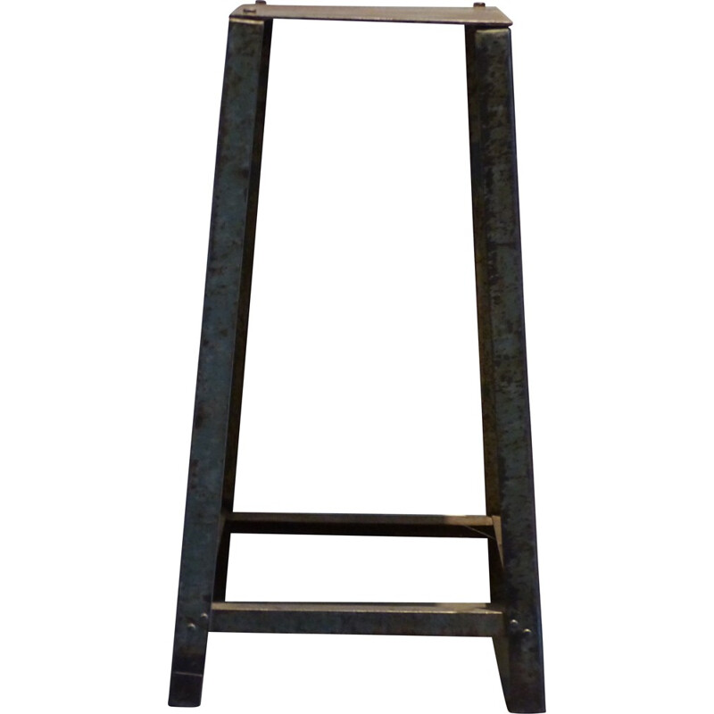 High industrial stool in riveted metal - 1960s
