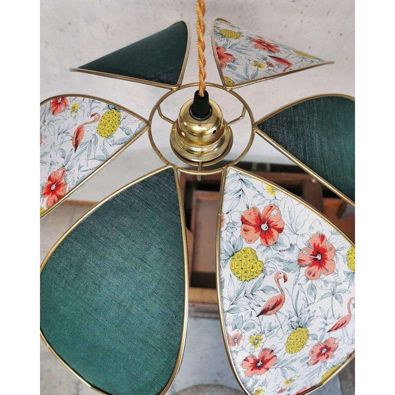Vintage 6-petal flower pendant lamp