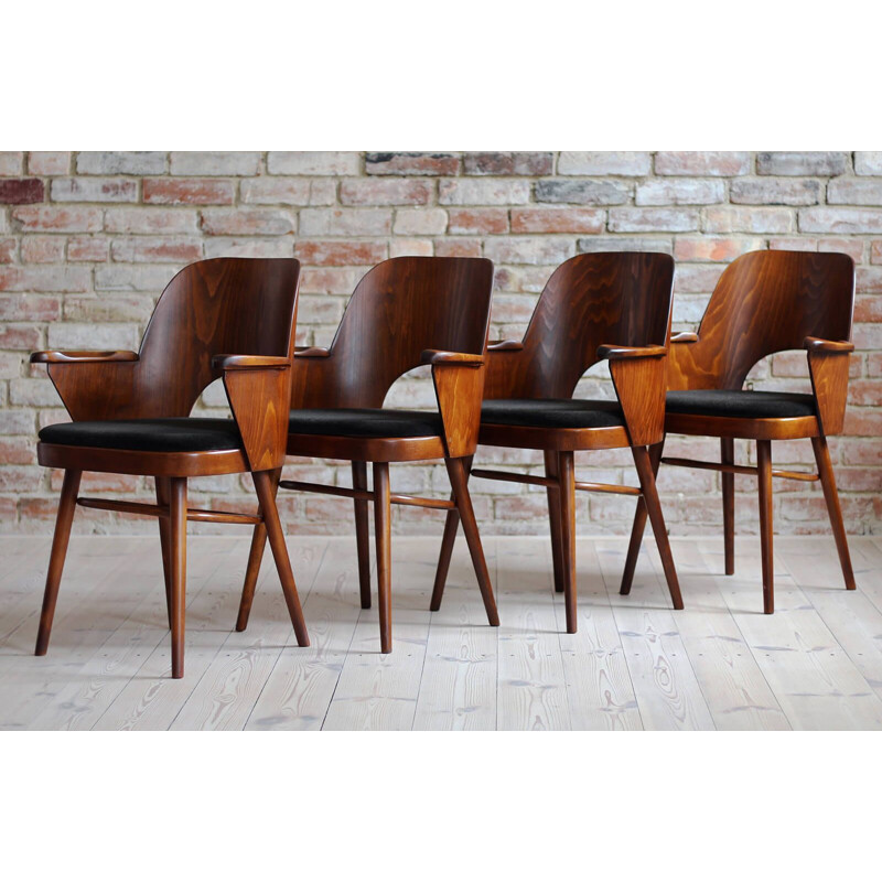 Set of 4 mid century dining chairs in kvadrat fabric by O. Haerdtl, 1950s