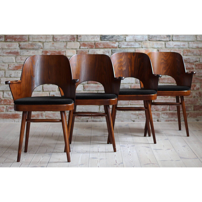 Ensemble de 4 chaises vintage en tissu kvadrat par O. Haerdtl, 1950