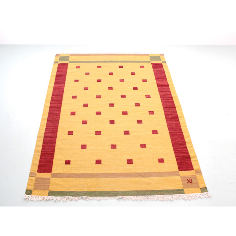 Vintage hand-woven wool rug from KB, Sweden