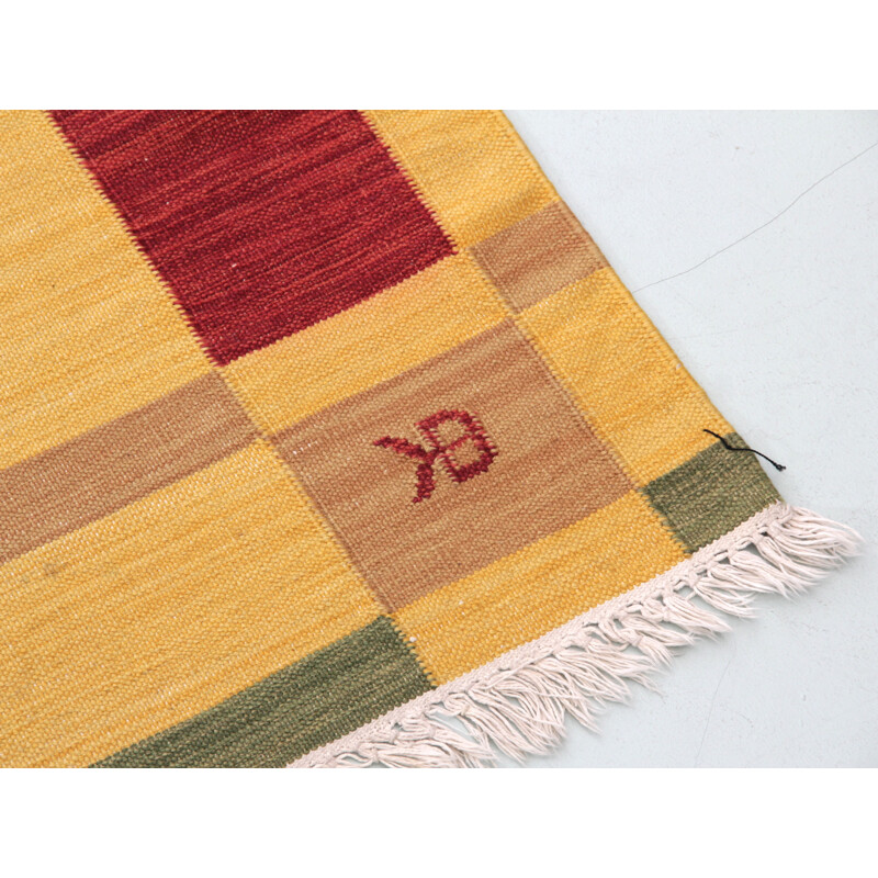 Vintage hand-woven wool rug from KB, Sweden