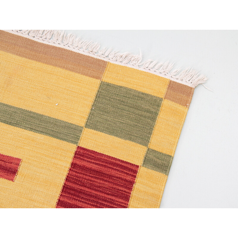 Vintage hand-woven wool rug from KB, Sweden