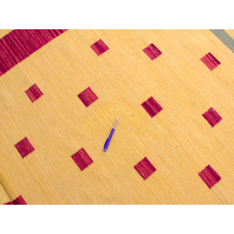 Tapete de lã de lã Vintage tecido à mão de KB, Suécia