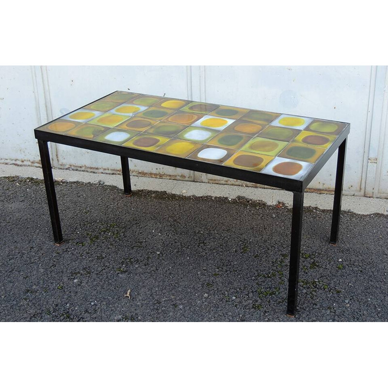 Coffee table in ceramic and metal, Roger CAPRON - 1950s