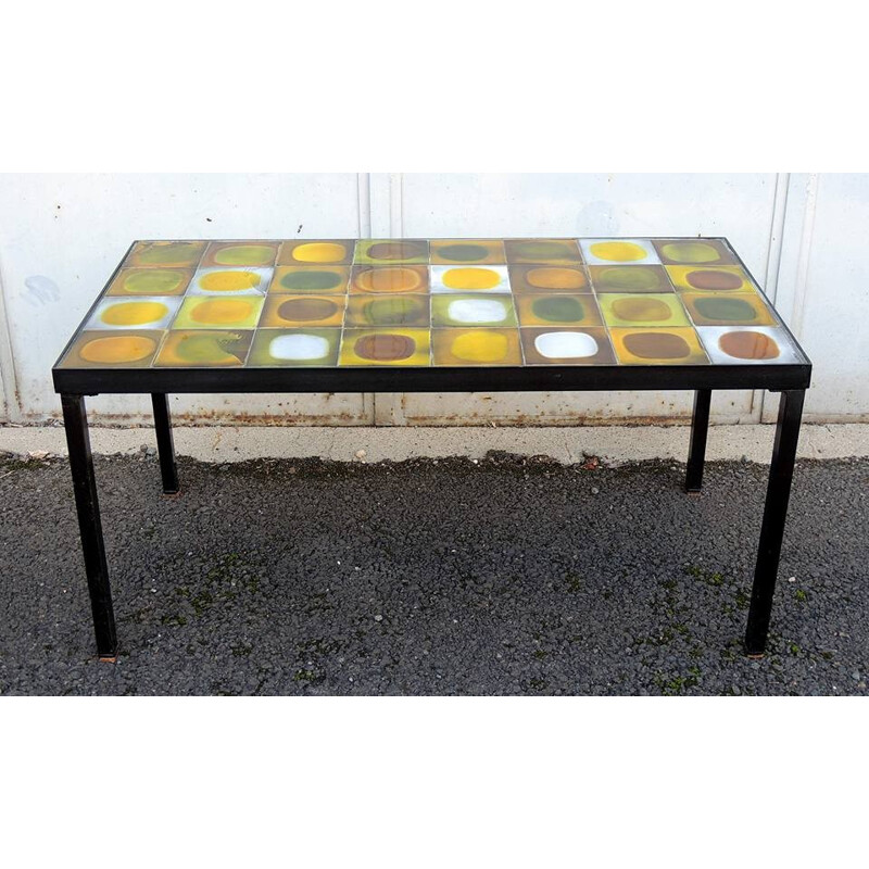 Coffee table in ceramic and metal, Roger CAPRON - 1950s