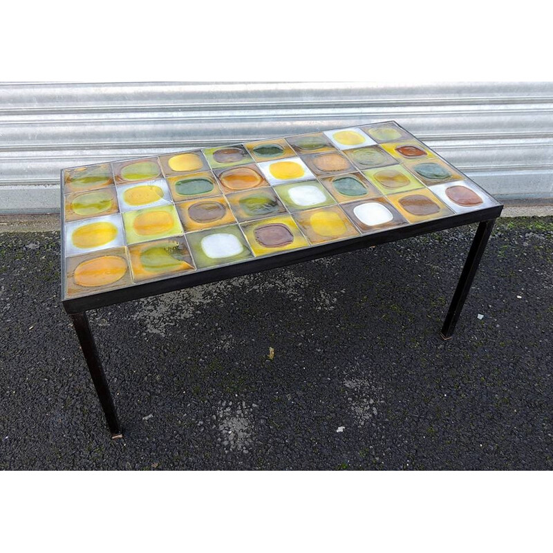 Coffee table in ceramic and metal, Roger CAPRON - 1950s