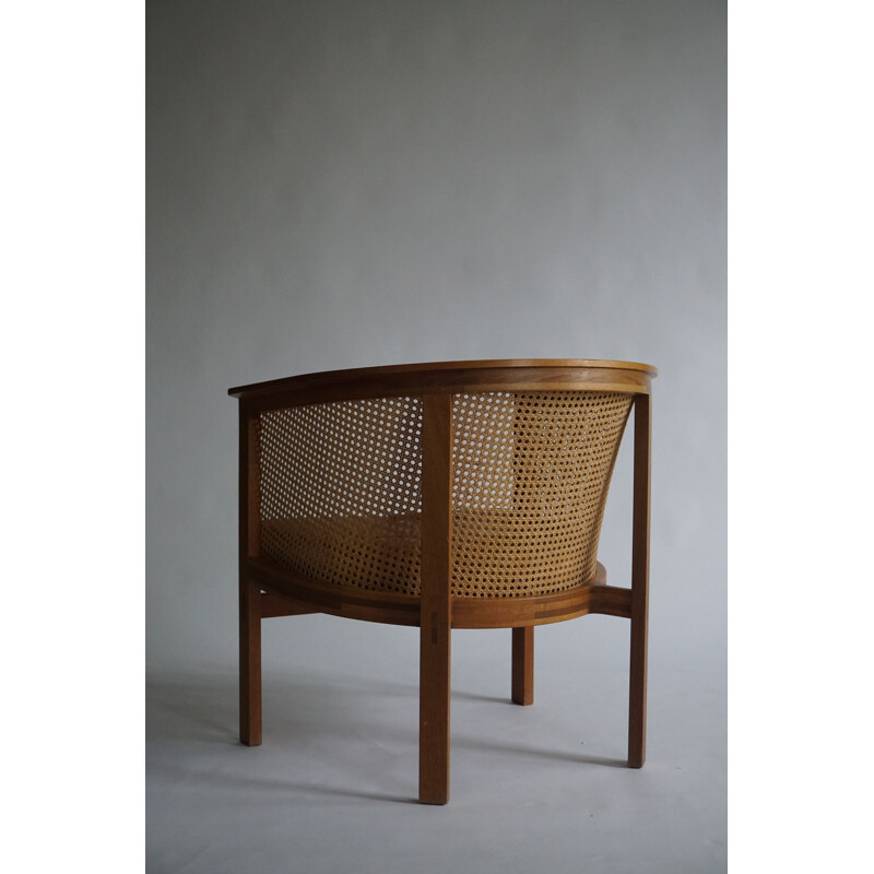 Mid century armchair in cane and leather by Rud Thygesen King & Johnny Sørensen for Botium, 1970s