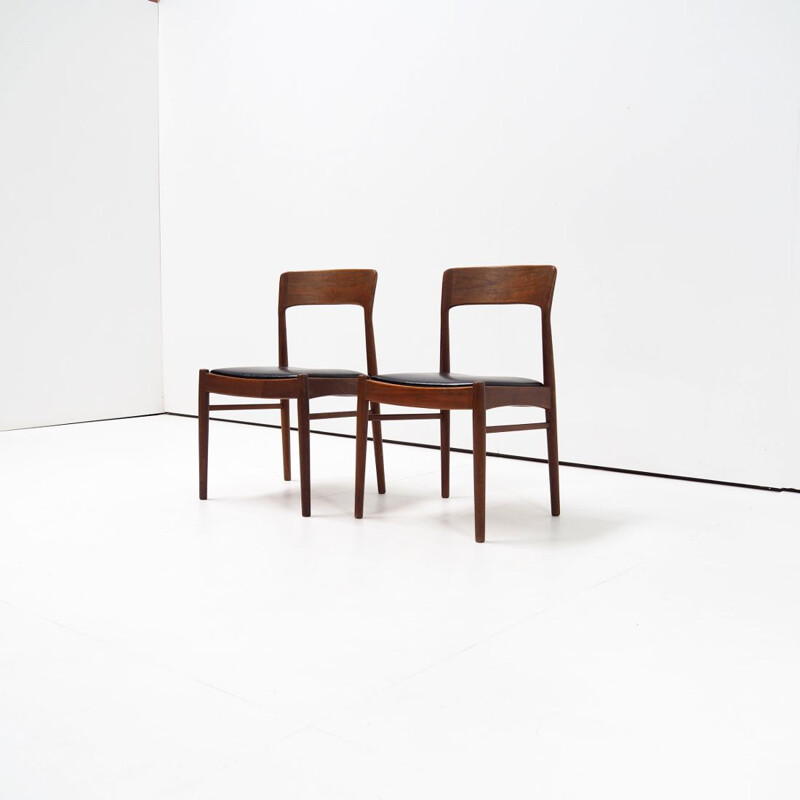 Pair of vintage solid teak chairs by Henning Kjaernulf for Korup Stolefabrik, Denmark