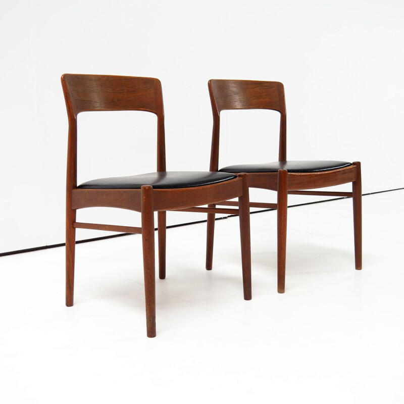 Pair of vintage solid teak chairs by Henning Kjaernulf for Korup Stolefabrik, Denmark