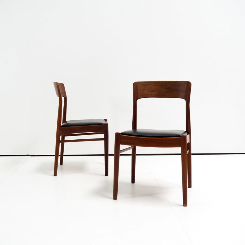 Pair of vintage solid teak chairs by Henning Kjaernulf for Korup Stolefabrik, Denmark