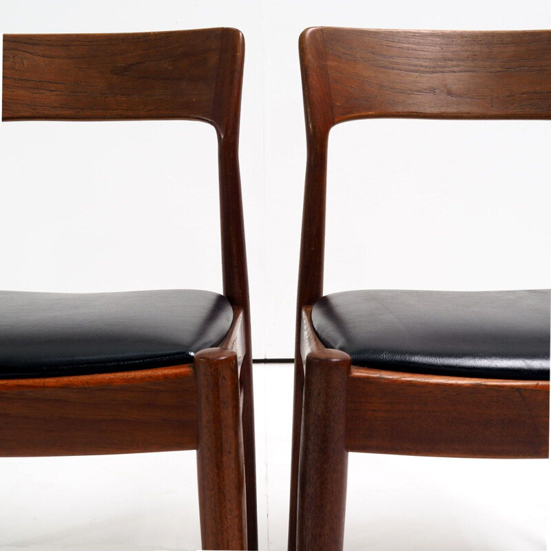 Pair of vintage solid teak chairs by Henning Kjaernulf for Korup Stolefabrik, Denmark