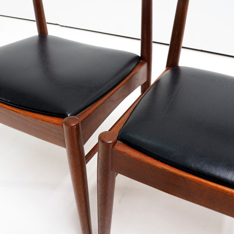 Pair of vintage solid teak chairs by Henning Kjaernulf for Korup Stolefabrik, Denmark