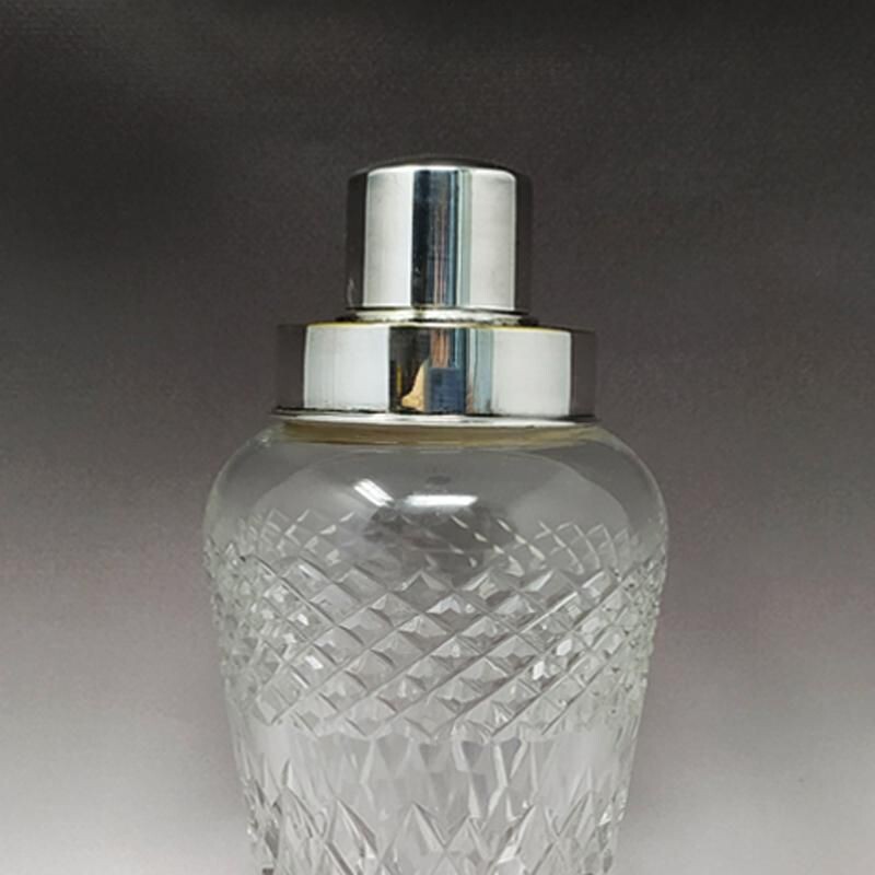 Shaker vintage en cristal taillé, Italie 1950