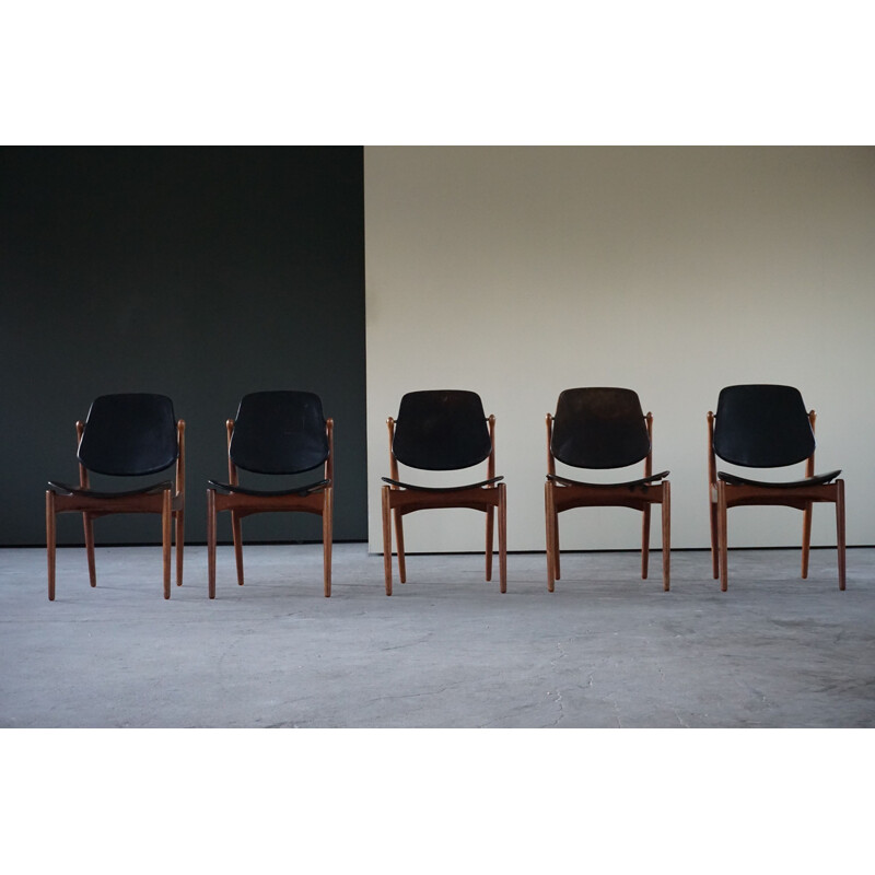 Ensemble de 5 chaises vintage modernes par Arne Vodder pour France & Søn, 1960