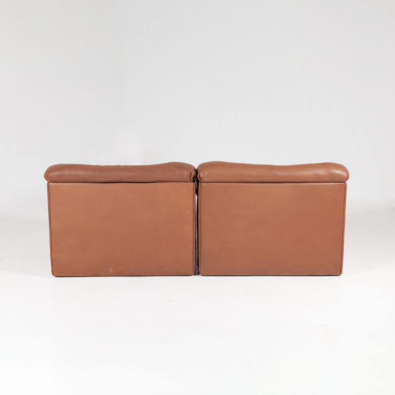 Buffalo leather DS-46 2-seater modular sofa vintage by De Sede, 1970s