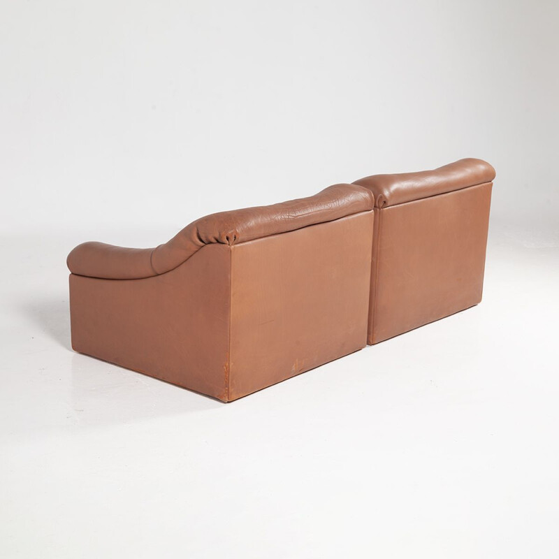 Buffalo leather DS-46 2-seater modular sofa vintage by De Sede, 1970s