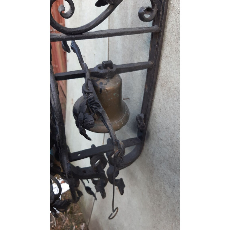 Vintage wrought iron entrance bell, 1930s