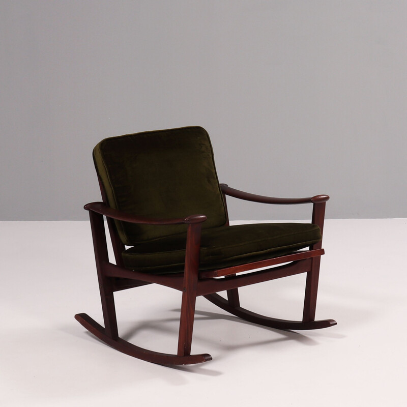 Mid-century teak spade rocking chair by M Nissen for Finn Juhl, 1960s