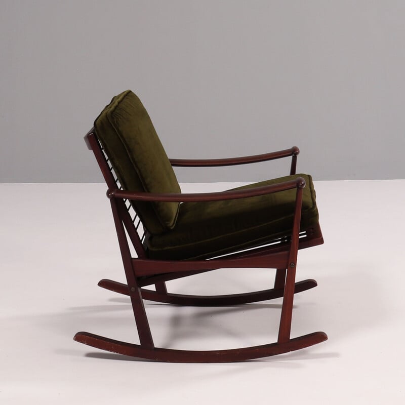 Vintage teakhouten schommelstoel van M. Nissen voor Finn Juhl, 1960