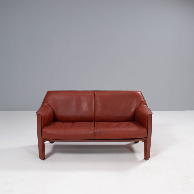 Cassina Cab leather 415 vintage sofa by Mario Bellini, 1977s
