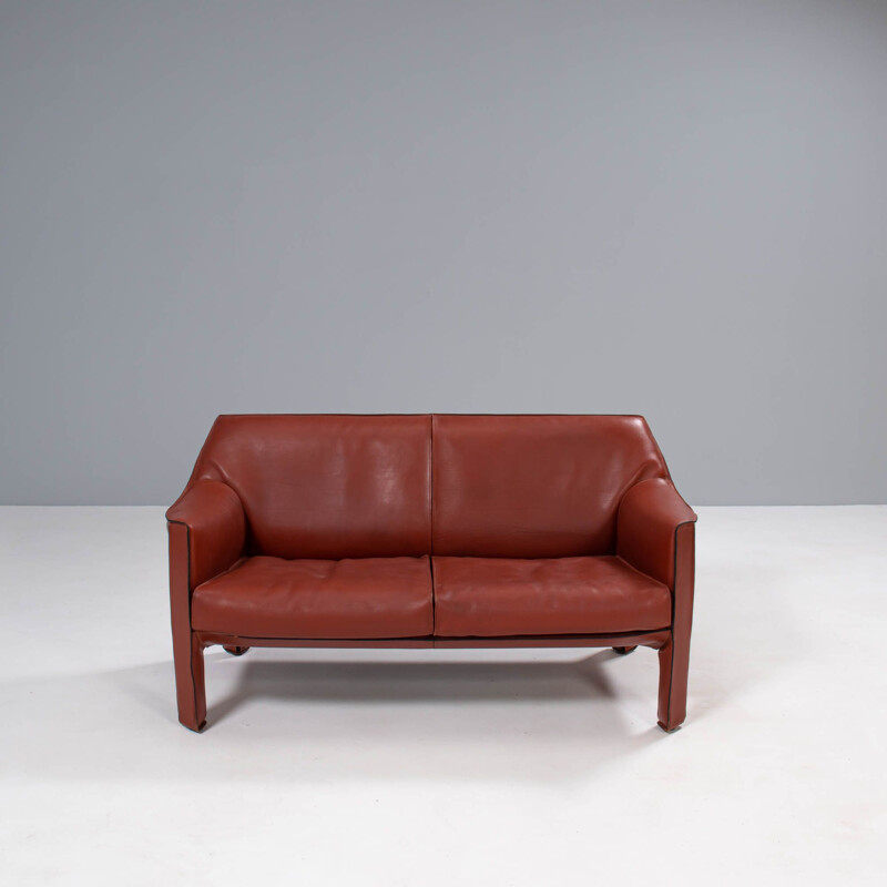 Cassina Cab vintage sofa em couro 415 por Mario Bellini, 1977