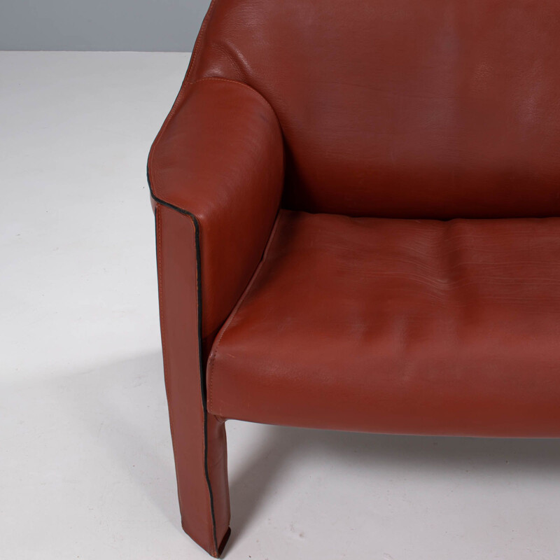 Canapé vintage Cassina Cab en cuir 415 de Mario Bellini, 1977