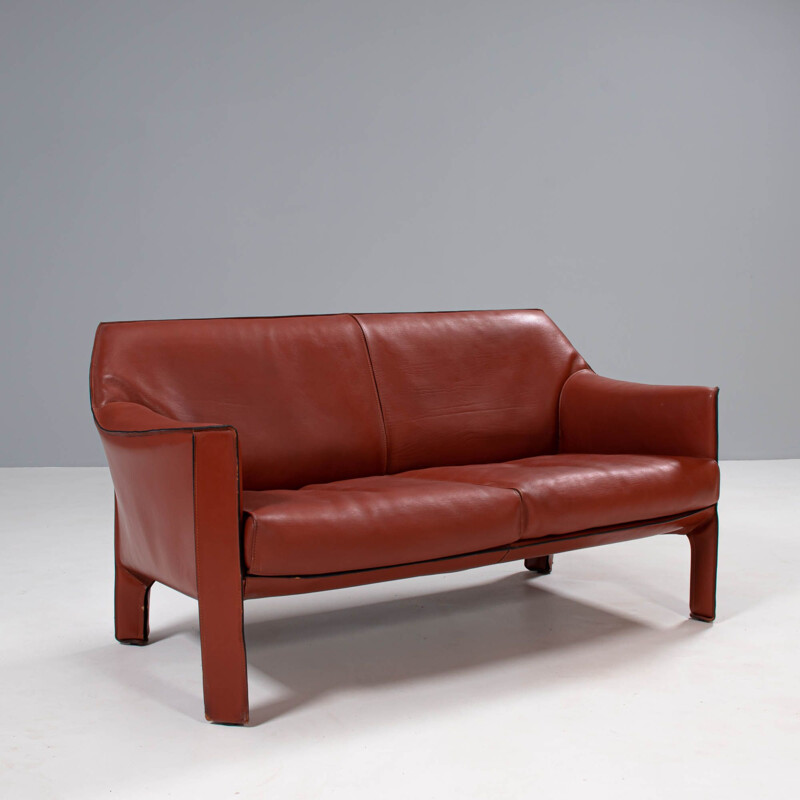 Cassina Cab leather 415 vintage sofa by Mario Bellini, 1977s