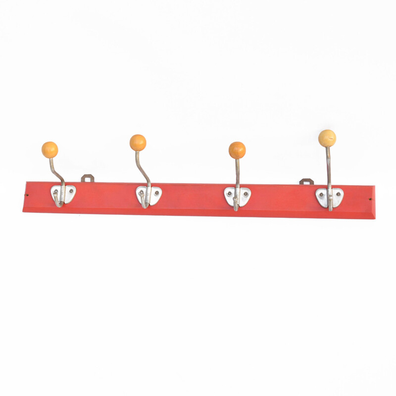 Mid century red wall hanger, Czechoslovakia 1970s