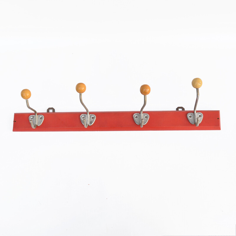 Mid century red wall hanger, Czechoslovakia 1970s