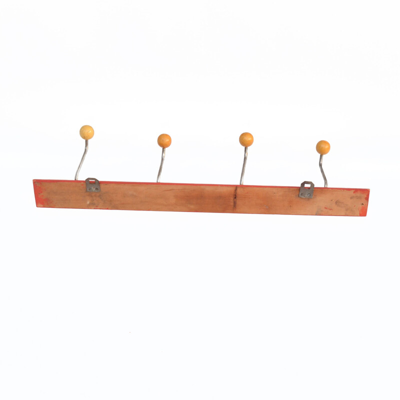 Mid century red wall hanger, Czechoslovakia 1970s