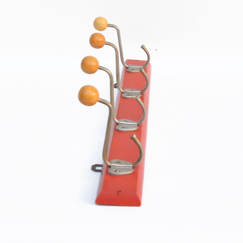 Mid century red wall hanger, Czechoslovakia 1970s