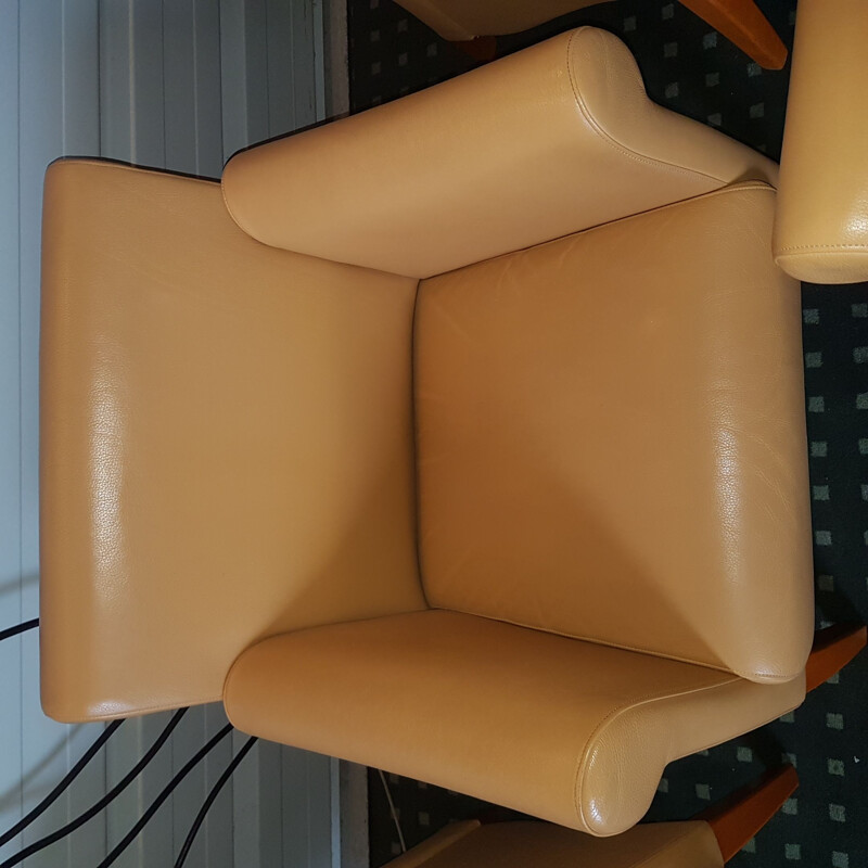 Set van 4 vintage lederen fauteuils van Walter Knoll