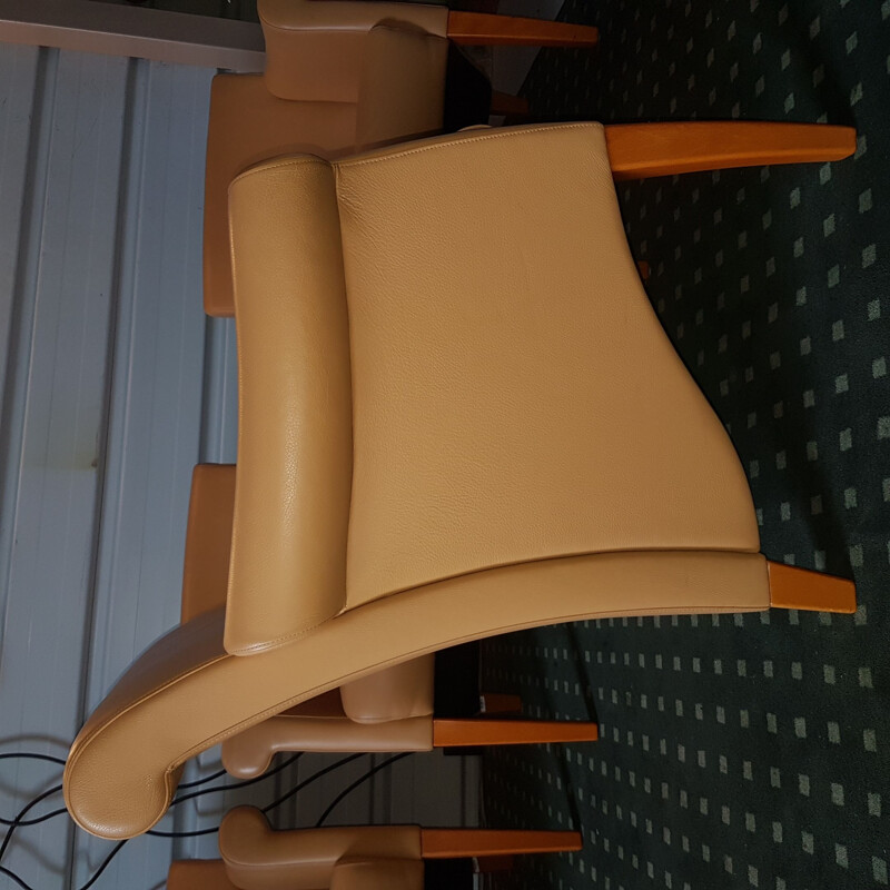 Set van 4 vintage lederen fauteuils van Walter Knoll