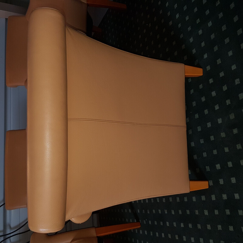 Ensemble de 4 fauteuils vintage en cuir par Walter Knoll
