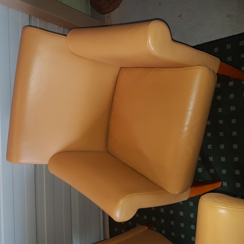 Set van 4 vintage lederen fauteuils van Walter Knoll