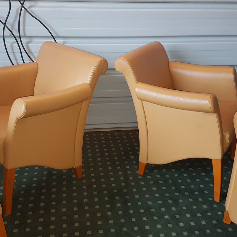 Set of 4 vintage leather armchairs by Walter Knoll