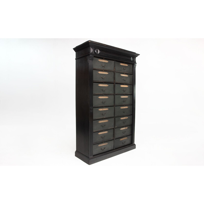 Cabinet vintage en bois d'ébène par Drawers Haberdashery Cabinet
