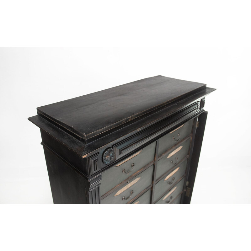 Cabinet vintage en bois d'ébène par Drawers Haberdashery Cabinet