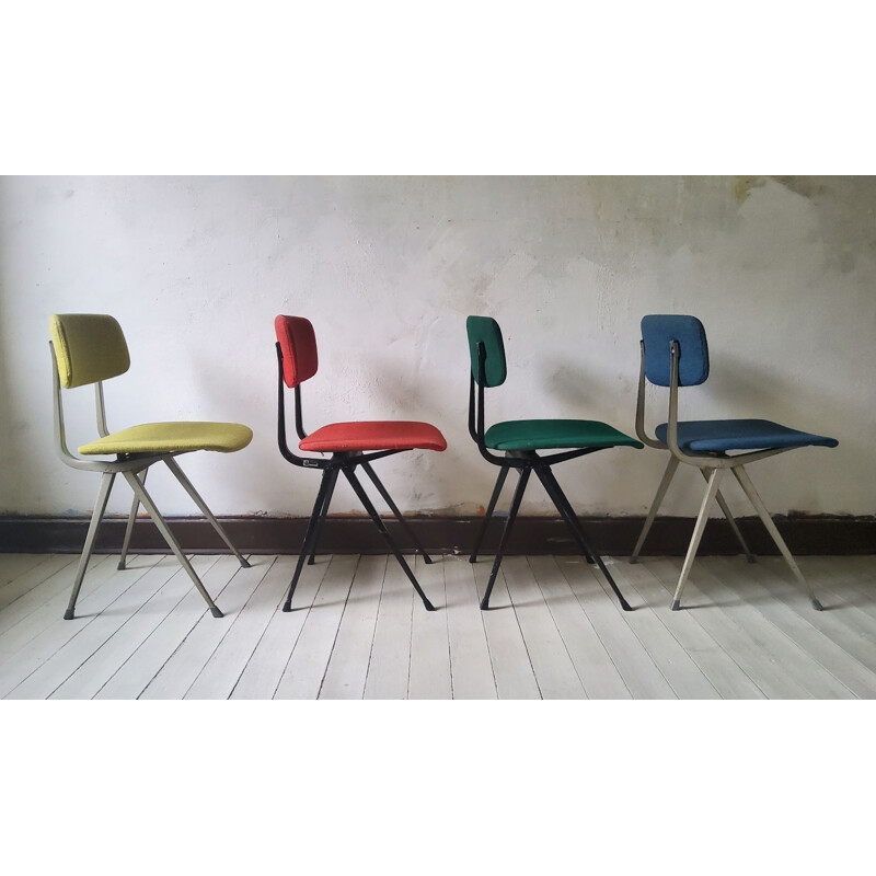 Set of 4 vintage compass leg chairs by Friso Kramer, 1960s