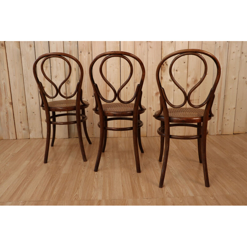 Set of 6 vintage bistro chairs by Thonet, 1875s