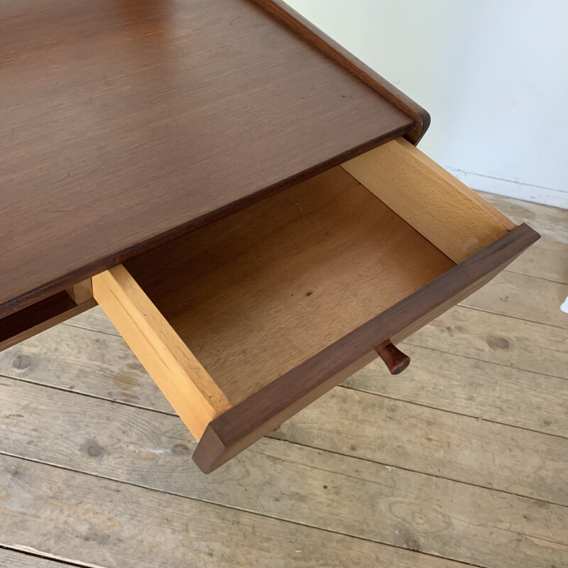 Vintage teak desk by Jacques Hauville for Bema, 1960s