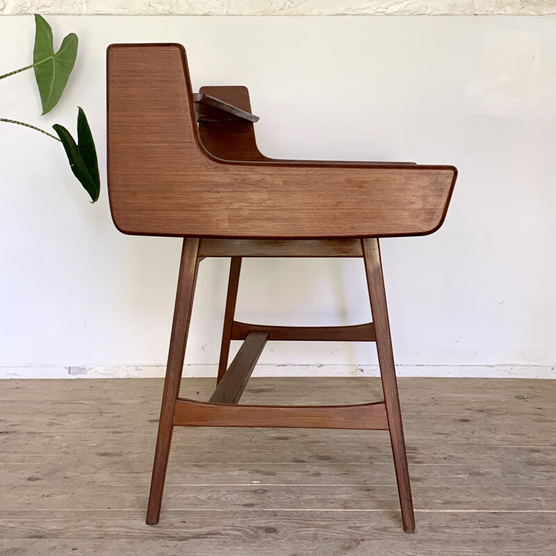 Vintage teak desk by Jacques Hauville for Bema, 1960s