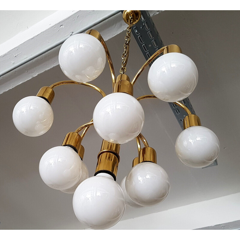 German mid-century chandelier in brass - 1960s