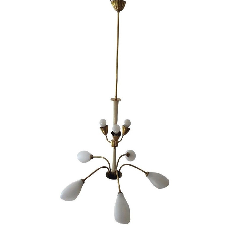 Vintage brass chandelier, 1950