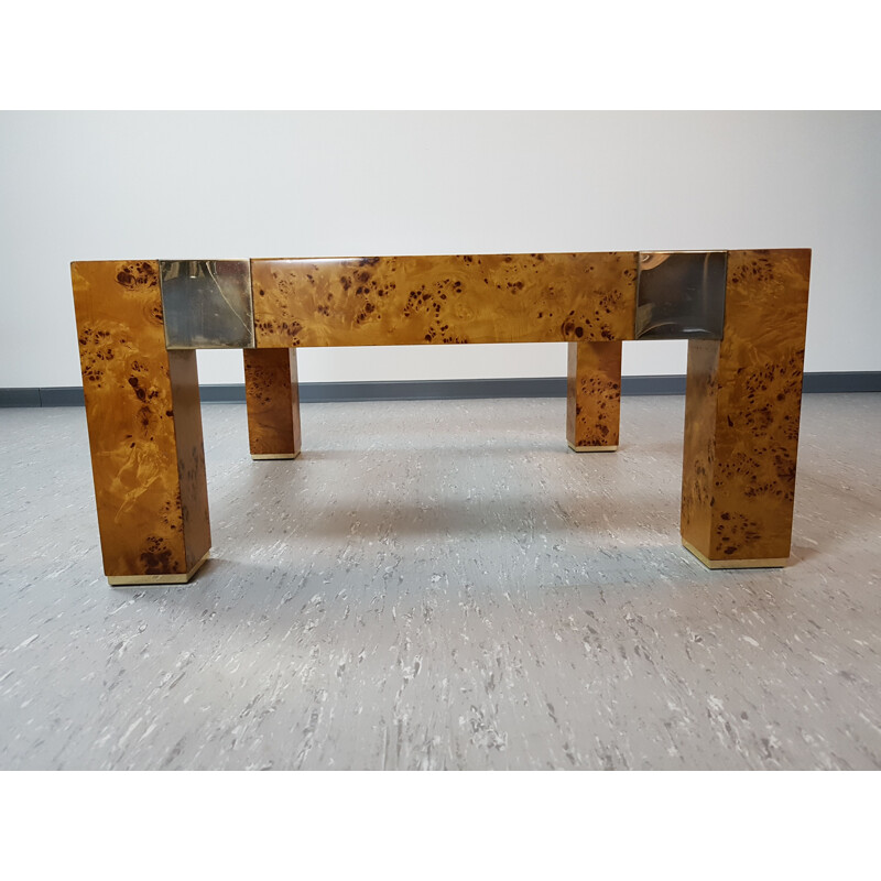 Vintage rosewood and glass coffee table by Milo Baughman, 1970