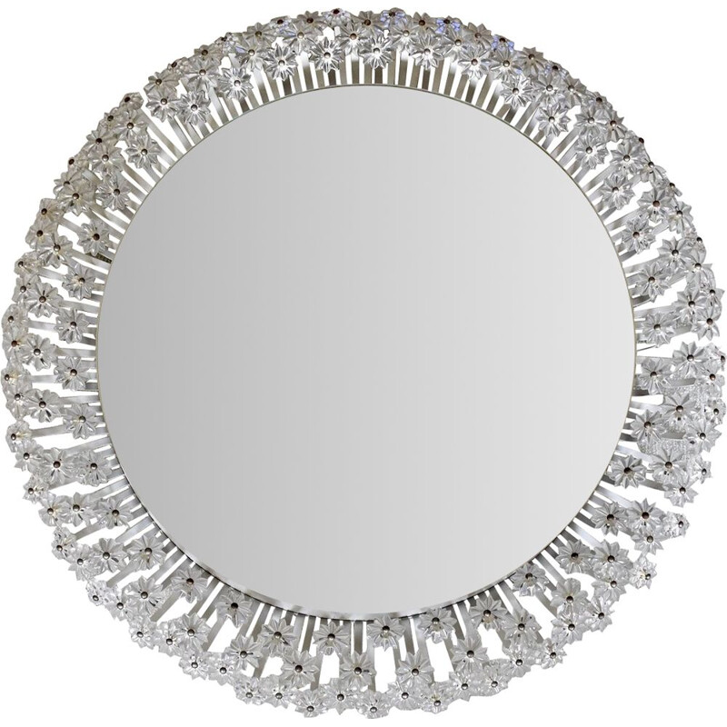 Vintage round backlit mirror by Emil Stejnar for Rupert Nikoll, Austria 1950s